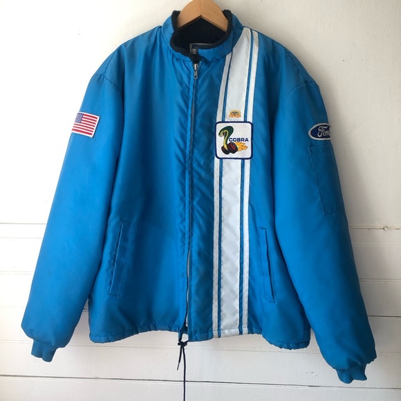 Vintage 70s Ford Mustang Cobra Shelby Snake Racing Jacket Performance Blue XL - Picture 8 of 17